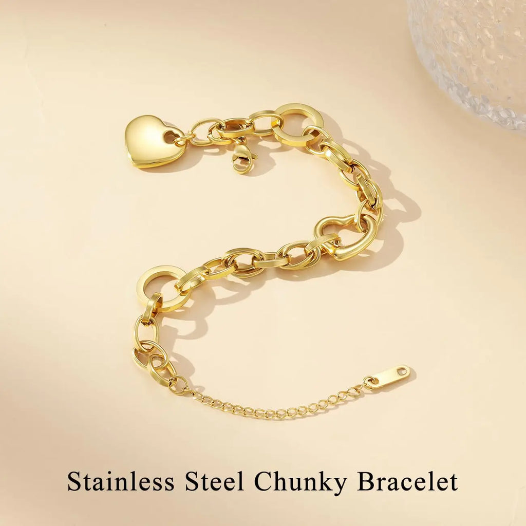 SF-A1014115 Bracelet Chaîne à Breloques Cœur pour Femme