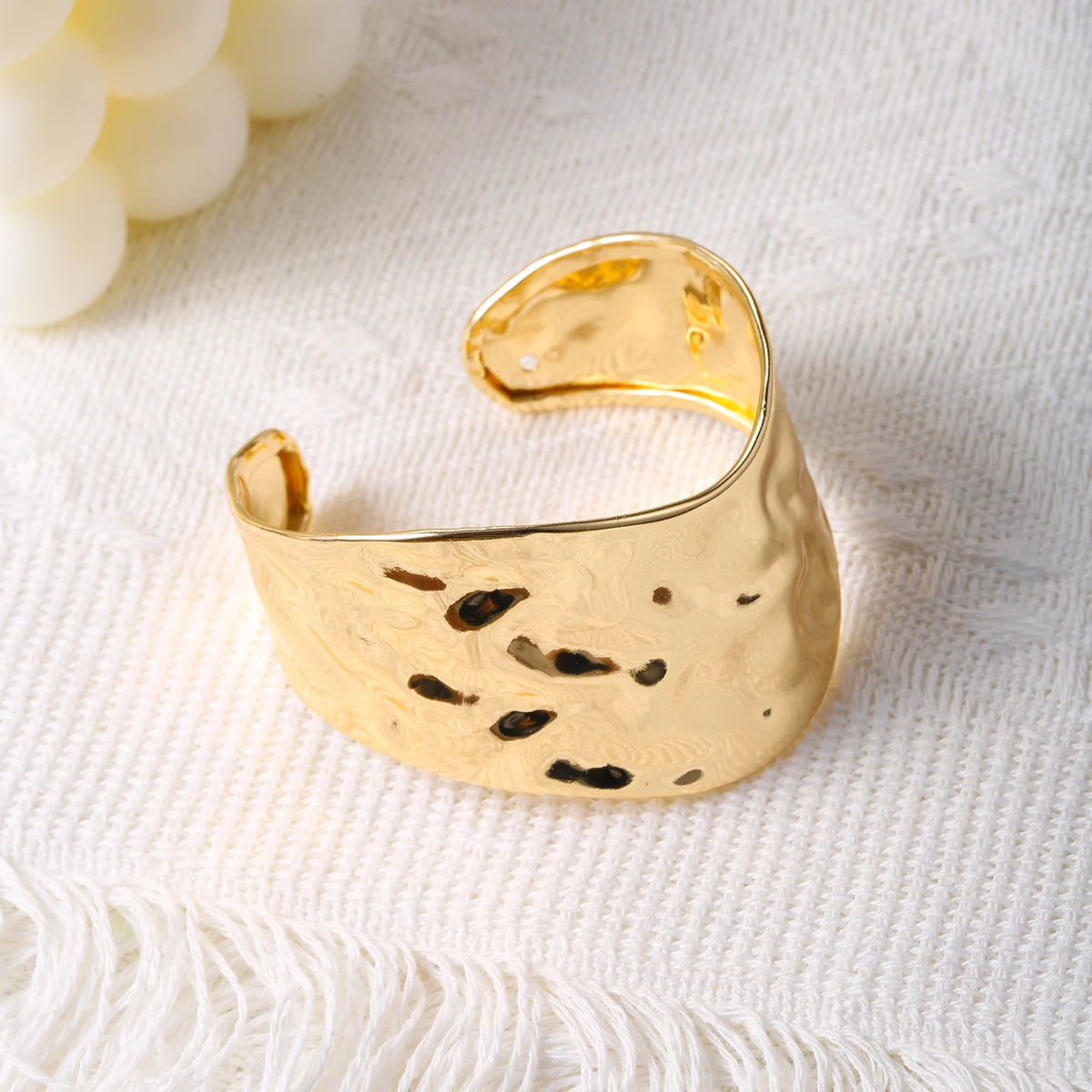 Bracelet Jonc Ouvert Épais pour Femme Plaqué Or 18K