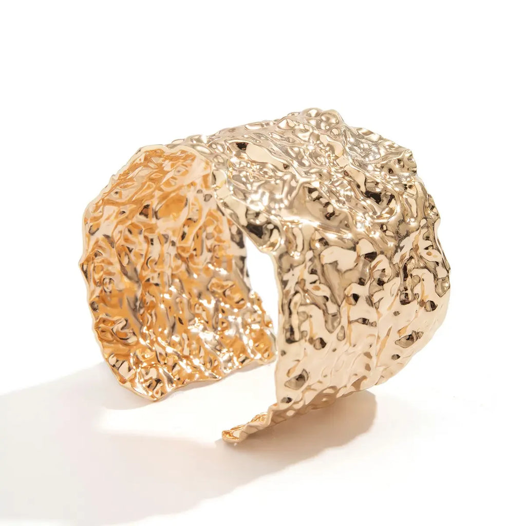 Bracelet Jonc Ouvert Épais pour Femme Plaqué Or 18K