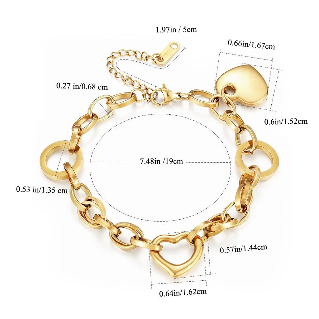 SF-A1014115 Bracelet Chaîne à Breloques Cœur pour Femme