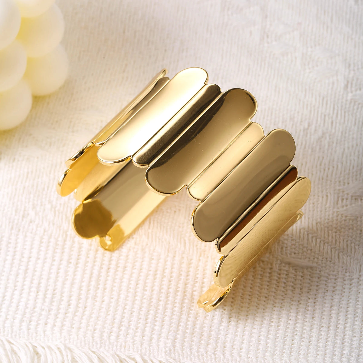 Bracelet Jonc Ouvert Épais pour Femme Plaqué Or 18K