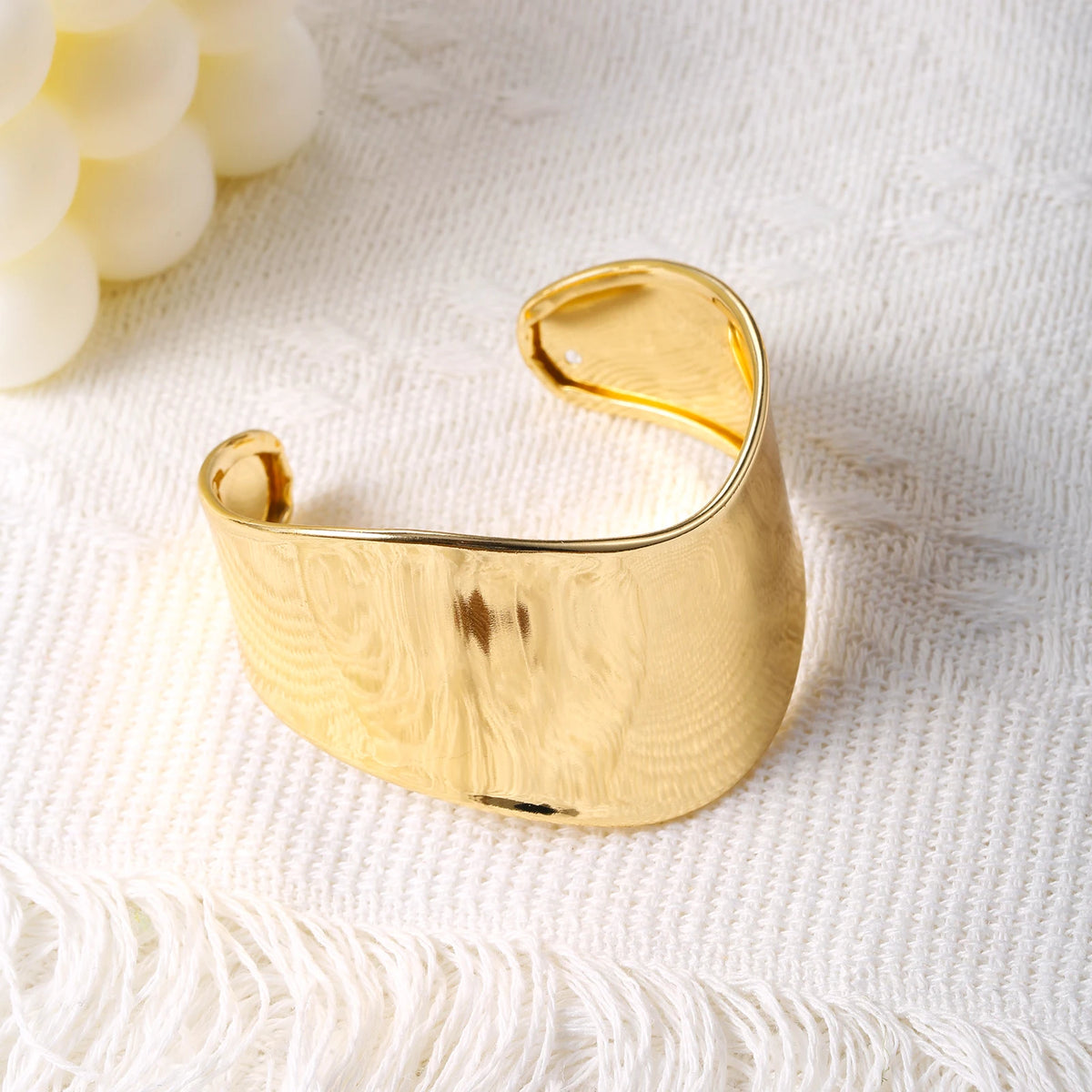 Bracelet Jonc Ouvert Épais pour Femme Plaqué Or 18K